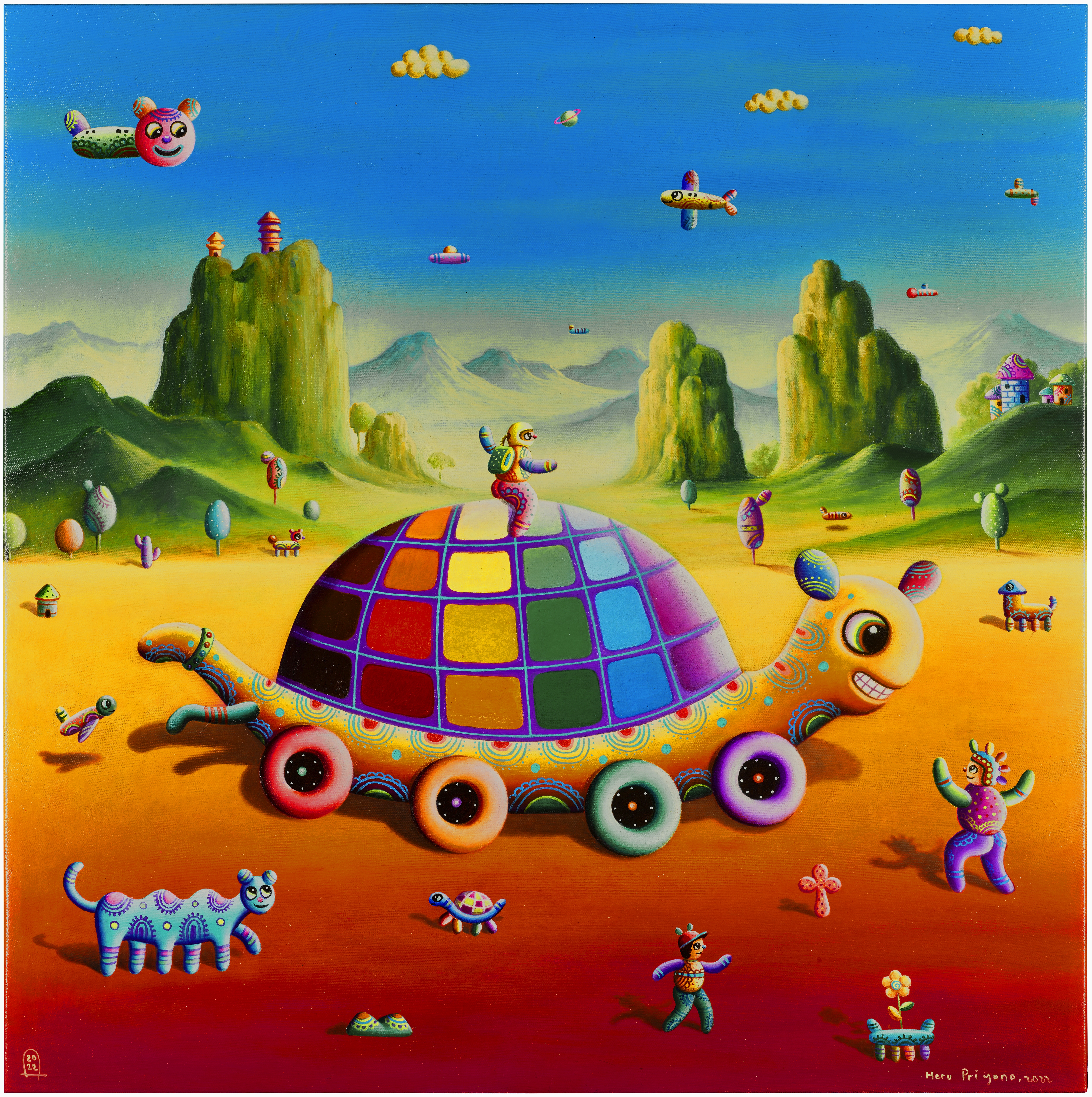 Artwork by Heru Prihono, Wonderful Land Series, Made of acrylic on canvas