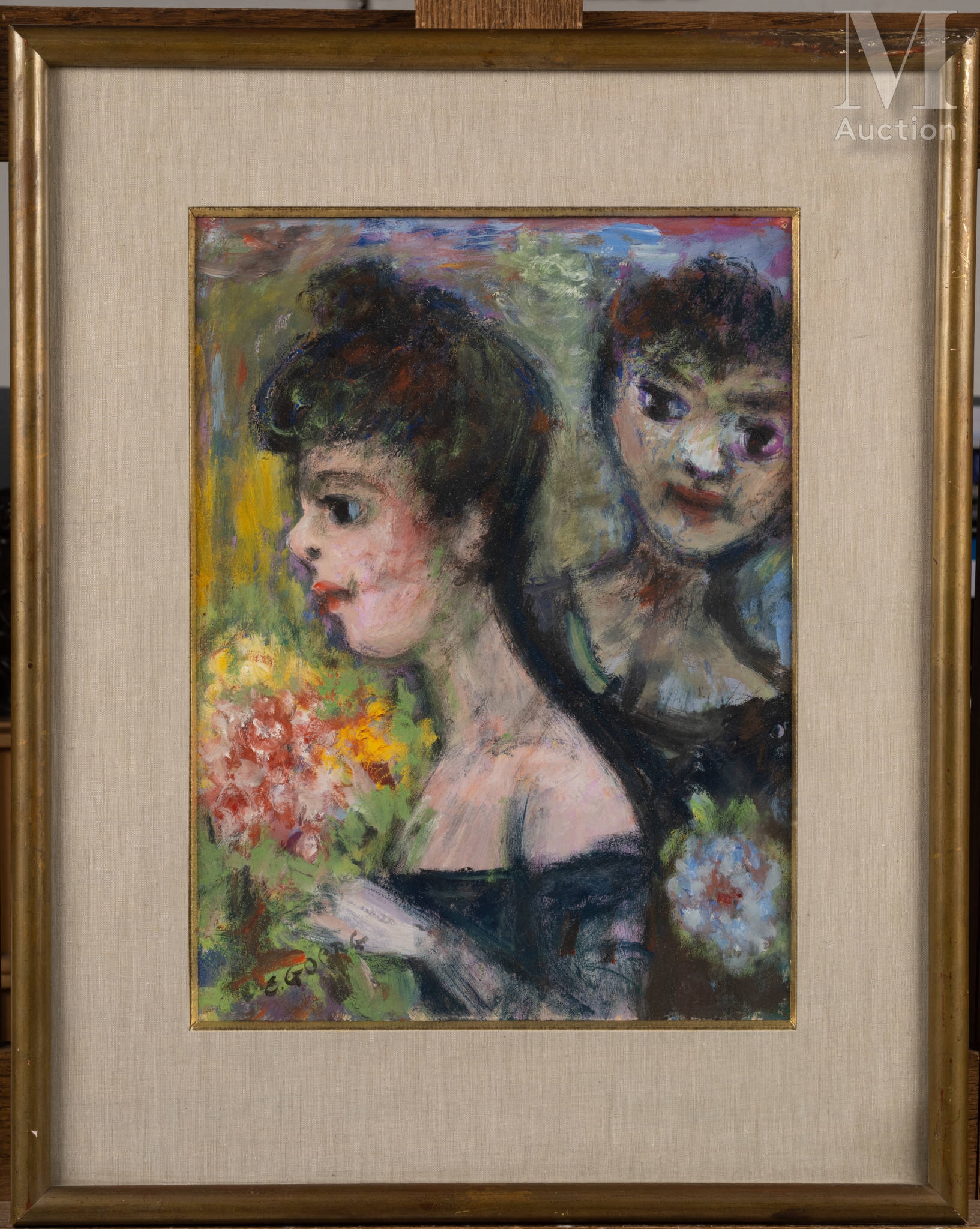 Édouard Goerg - Lithographie Originale Signée - Deux Visages De Profil - Édition Limitée