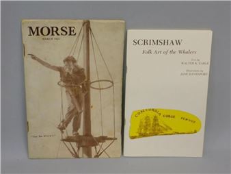 2 albums related to New Bedford and whaling. Album I contains brochures on the Pedro Varela, the story of whaling, the loss of the Essex wrecked on the "Feejees", whalebone: its production and utilization, whaleships and whaling scenes, etc. - Pedro Varela