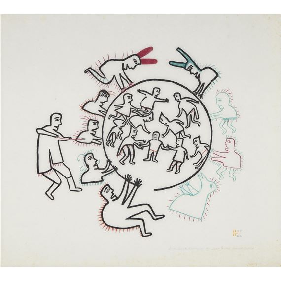 EVIL SPIRITS SURROUND THE IGLOO by Jessie Oonark, 1972