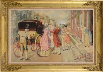 Gallant scene with figures in carriage - Edoardo Finelli
