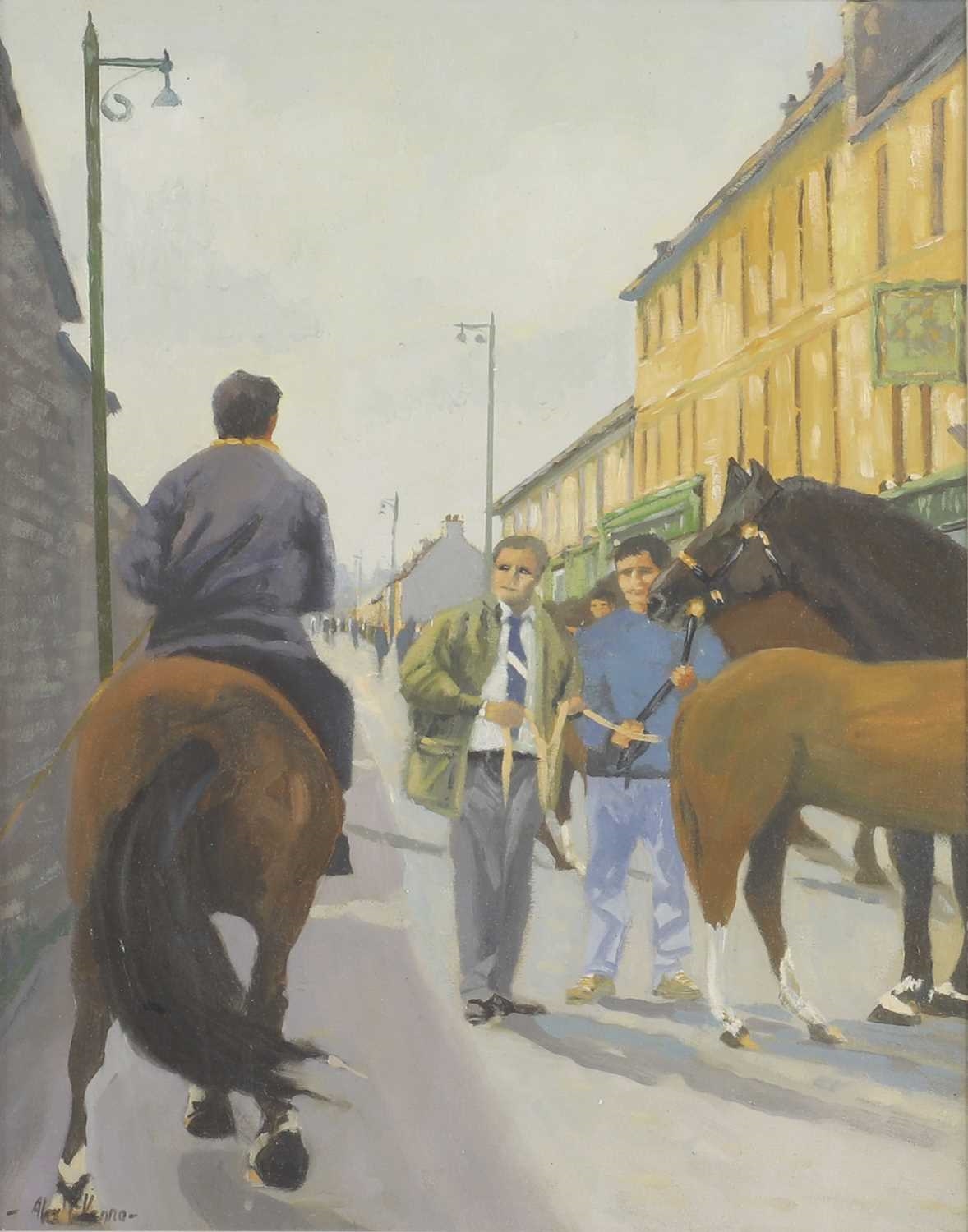 Artwork by Alex McKenna, 'Hold it!, Take it Easy, Westport Horsefair', Made of oil on board
