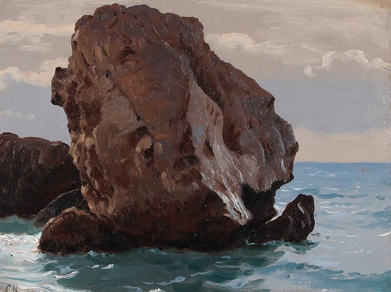 Carl Neumann | Coastal scenery with a rock | MutualArt