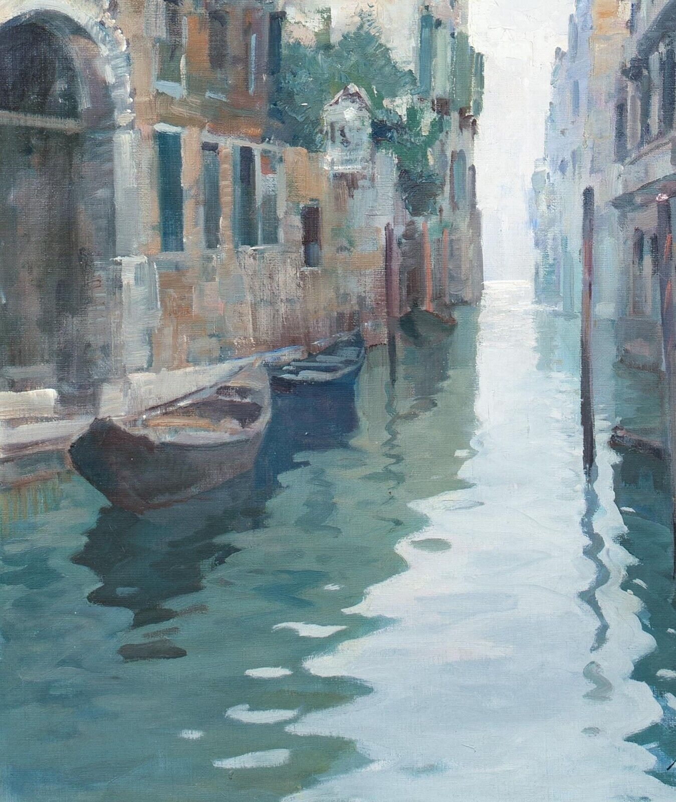Artwork by Mario Maresca, VENETIAN BACKWATER CANAL OIL PAINTING, Made of oil painting on canvas