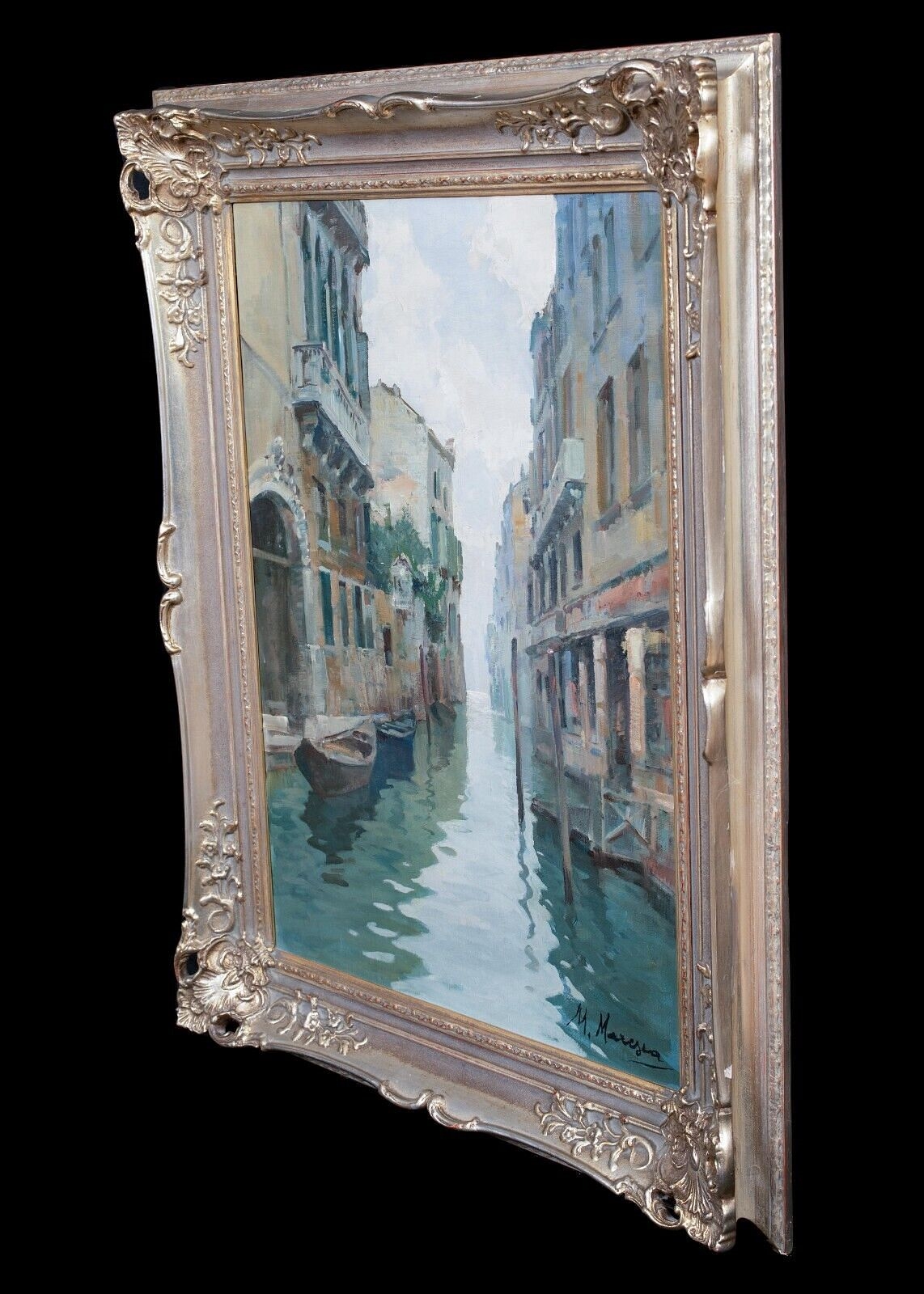 Artwork by Mario Maresca, VENETIAN BACKWATER CANAL OIL PAINTING, Made of oil painting on canvas
