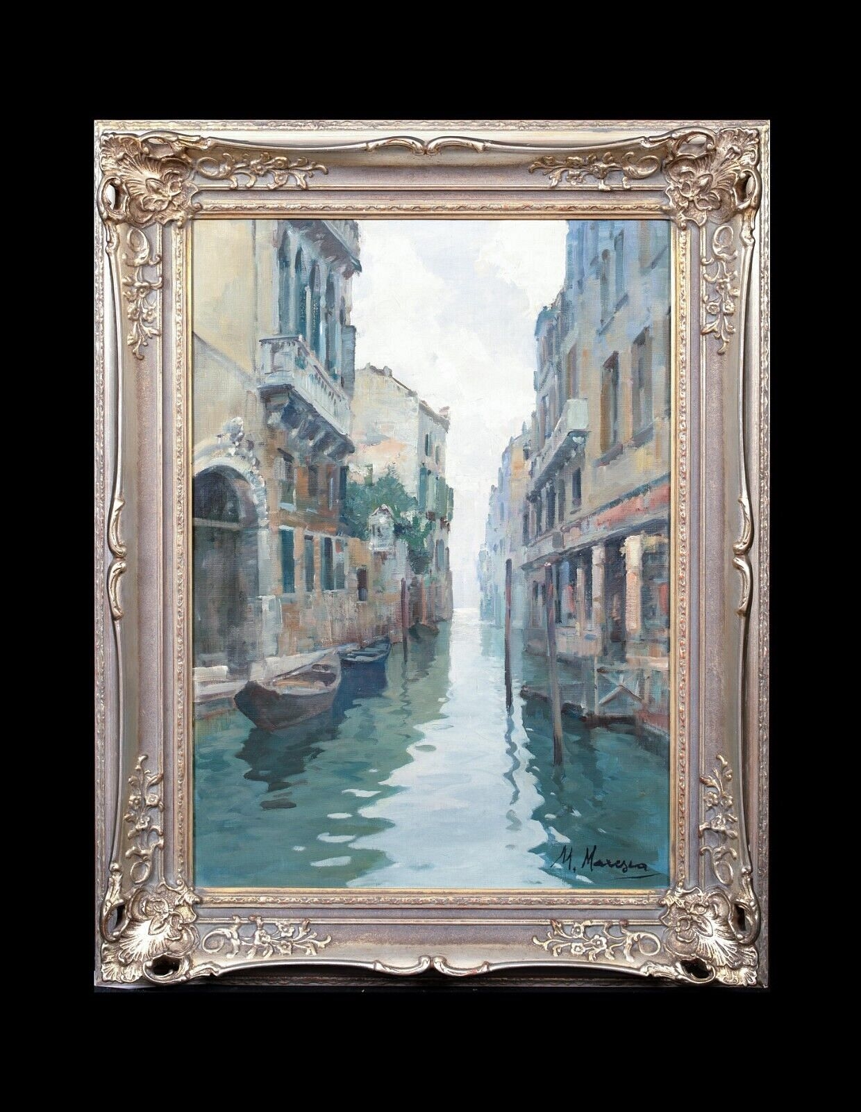 Artwork by Mario Maresca, VENETIAN BACKWATER CANAL OIL PAINTING, Made of oil painting on canvas