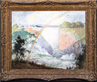 SOUTH AFRICA WATERFALL LANDSCAPE OIL PAINTING - Robert Eadie