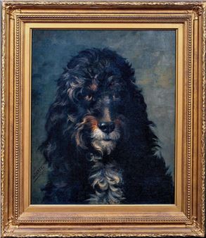 PORTRAIT OF A DOG POODLE LEWIS OIL PAINTING - Lewis Dorey