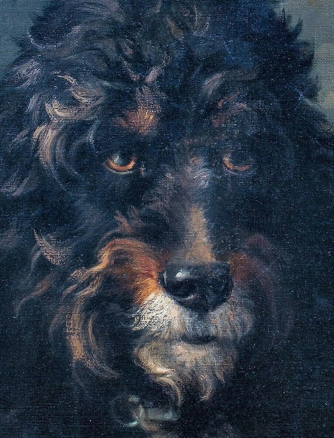 Artwork by Lewis Dorey, PORTRAIT OF A DOG POODLE LEWIS OIL PAINTING, Made of oil on canvas