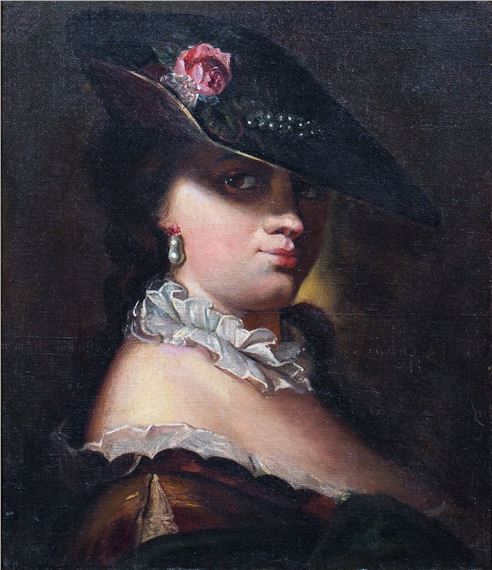 French School, 18th Century | PORTRAIT OF A LADY WEARING A HAT OIL ...