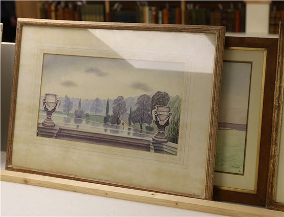 Hillside landscapes and lake by Fergus Graham