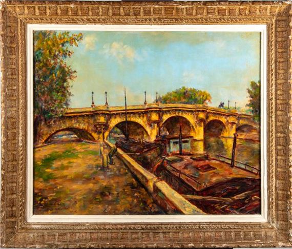 Antoine Ferracci | Barges on the Seine in Paris (1944) | MutualArt