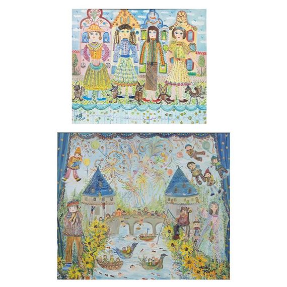 4 girls with animals; near the towers (Rabot Ghent) by Midil van den Driessche