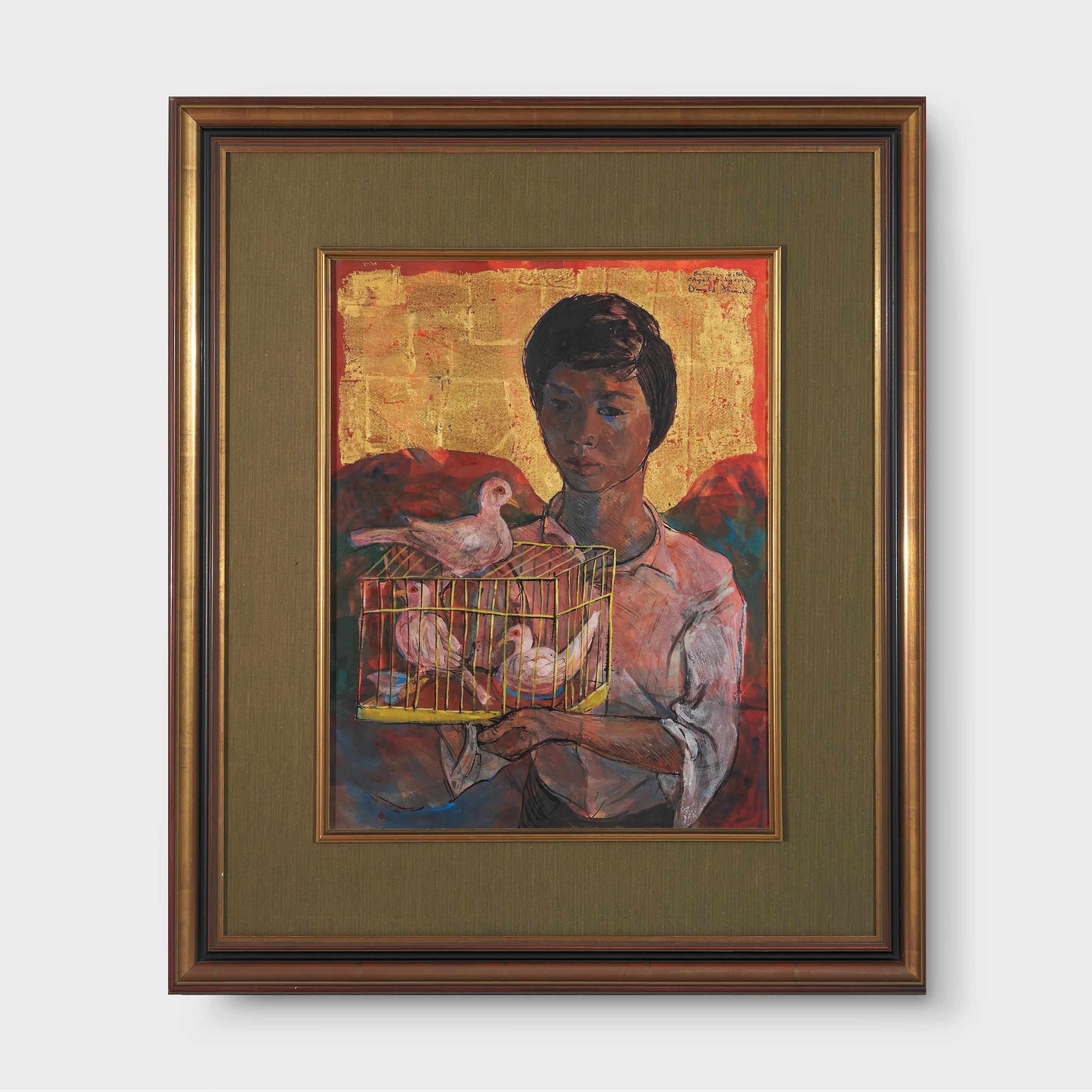 Donald Friend | Balinese with Caged Pidgeons, c.1975 | MutualArt