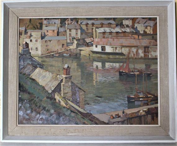 Cornish harbour scene by Cyril Lavenstein