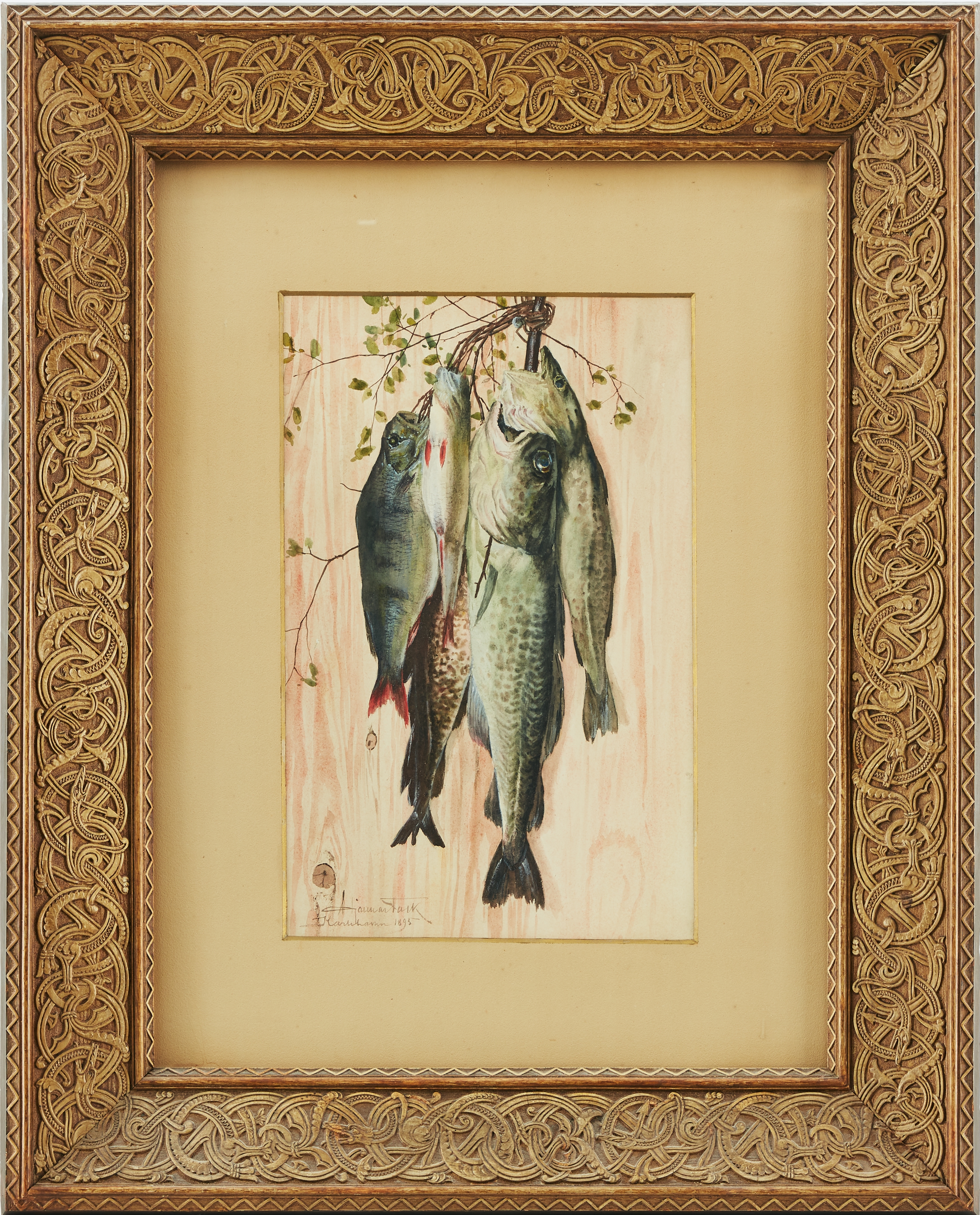 Artwork by Hjalmar Falk, Fiskfångst, Made of Watercolor