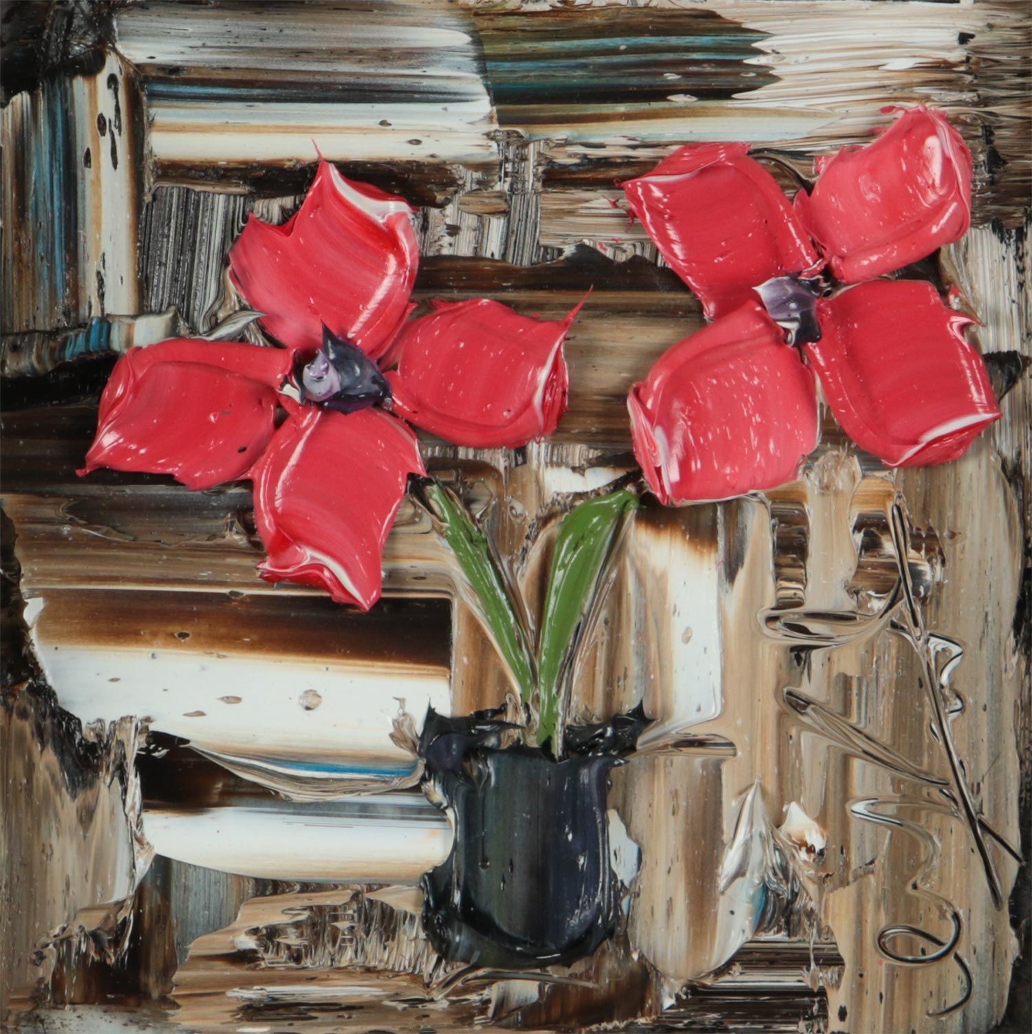 Colin Flack | 'RED FLOWERS IN A VASE' | MutualArt