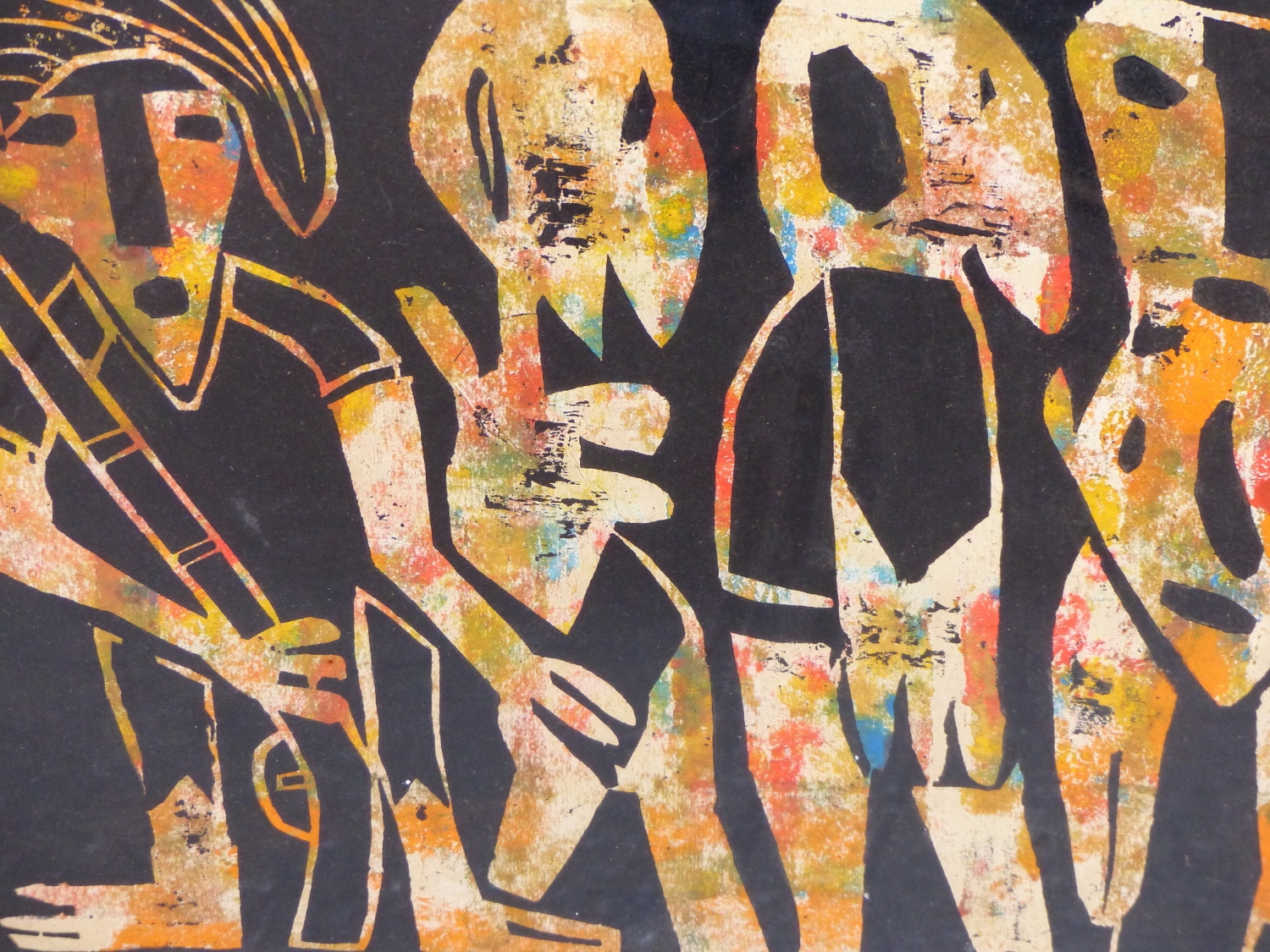 Artwork by James Adedayo, ARR. SLAVERY- SCREEN PRINT IN COLOURS ON PAPER, Made of SCREEN PRINT IN COLOURS ON PAPER, PENCIL