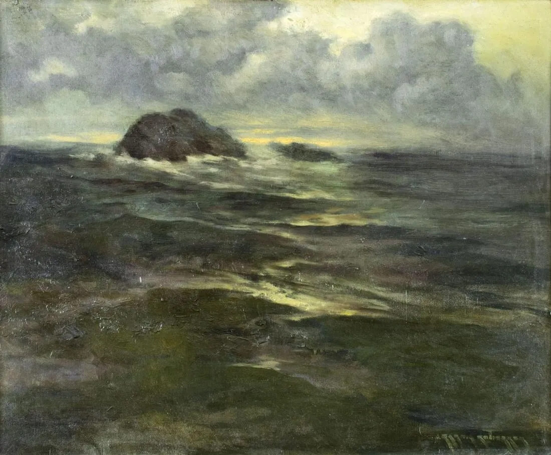 Artwork by Julio Garcia Gutierrez, Night Seascape, Made of oil on canvas