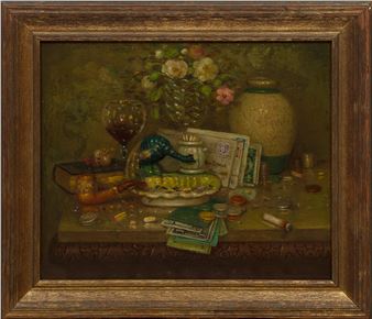 Still Life With Books, Jug And Tantalus Artwork By Charles Meurer Oil  Painting & Art Prints On Canvas For Sale -  Art Online Store