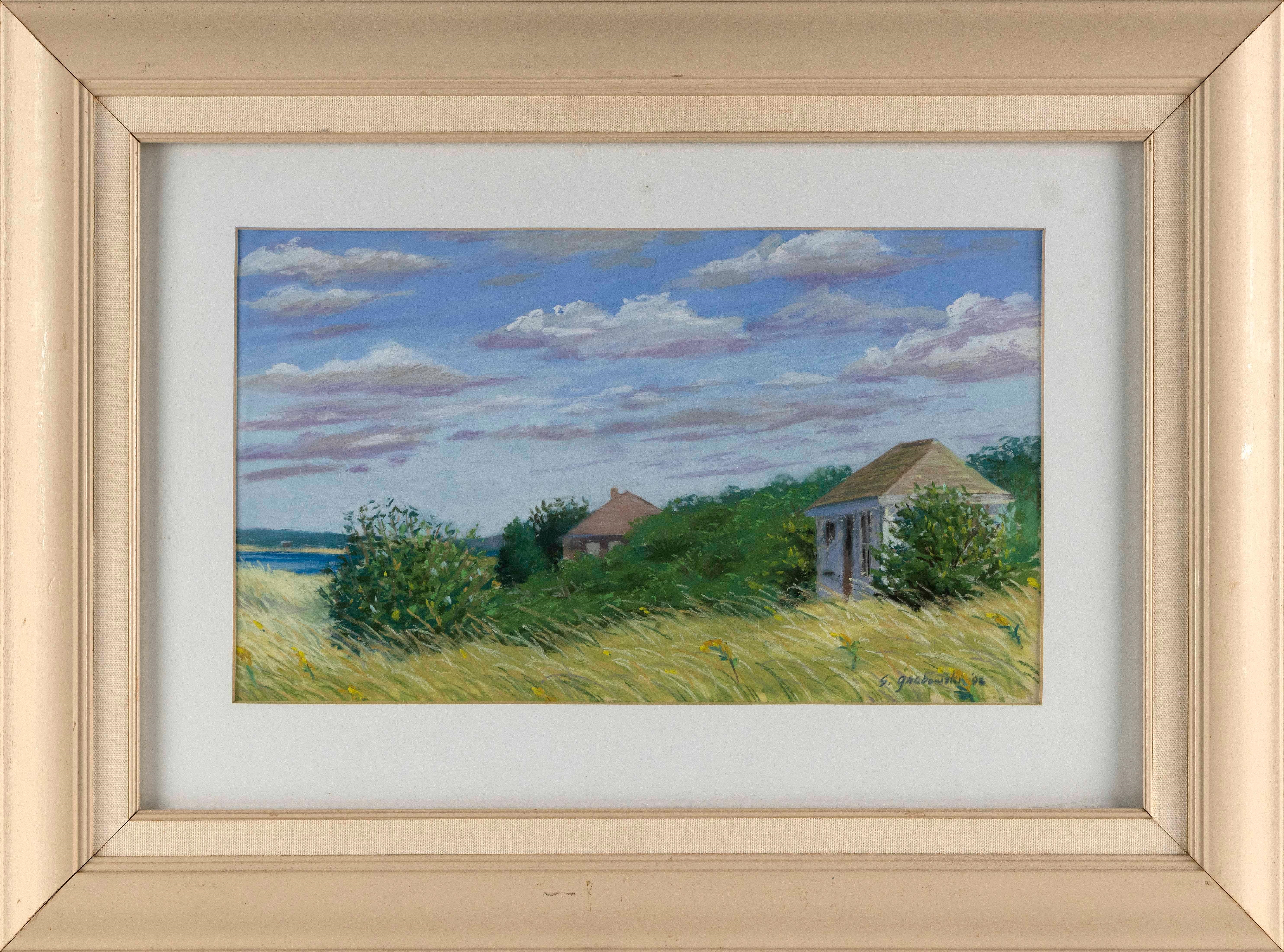 Artwork by Susan Grabowski, Cottages on the bay, Wellfleet, Massachusetts, Made of Pastel on paper