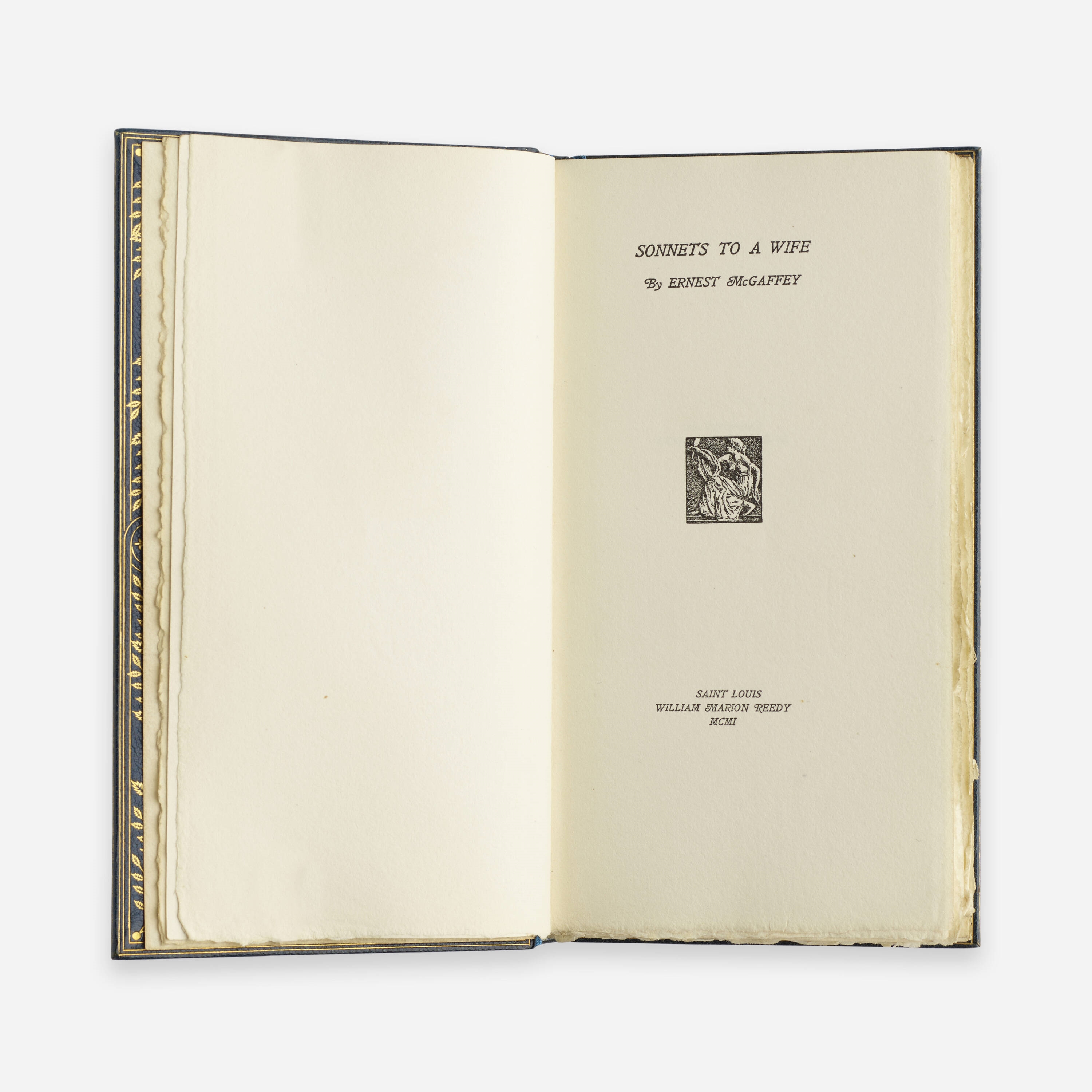 Artwork by Ernest Mcgaffey, Sonnets to a Wife, Made of full leather-bound book with gilding, paper
