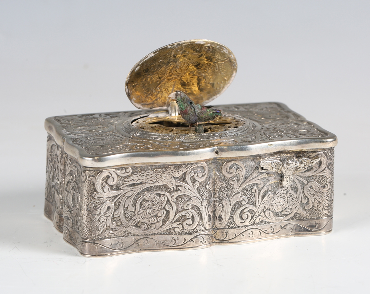 Artwork by Karl Griesbaum, Singing bird automaton musical box, Made of .800 silver