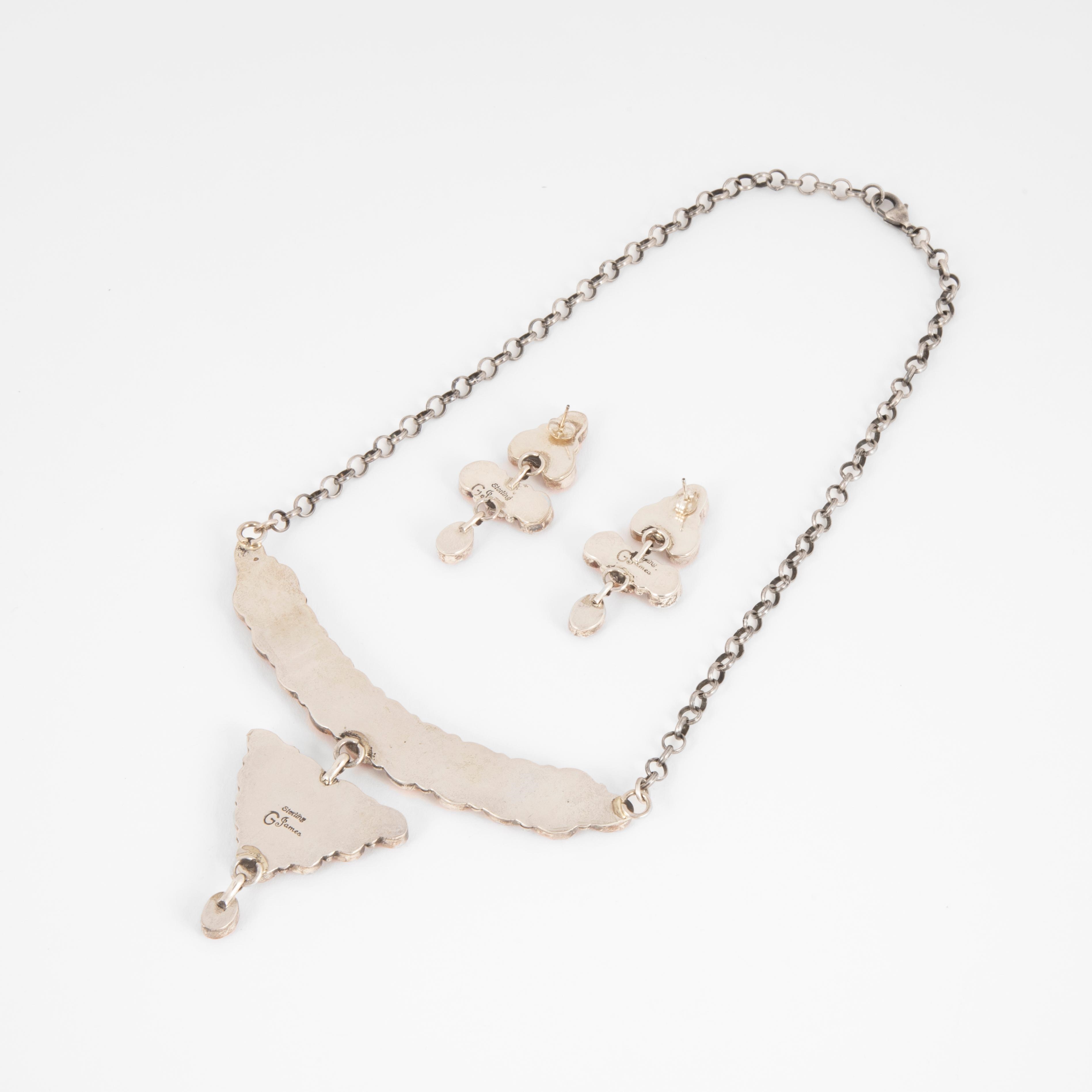 Geraldine James | Silver and Spiny Oyster Necklace and Earring Set ca ...
