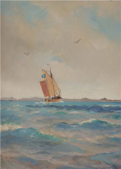 Jacob Hägg | Ship of the line under full sail off Vinga (1928) | MutualArt