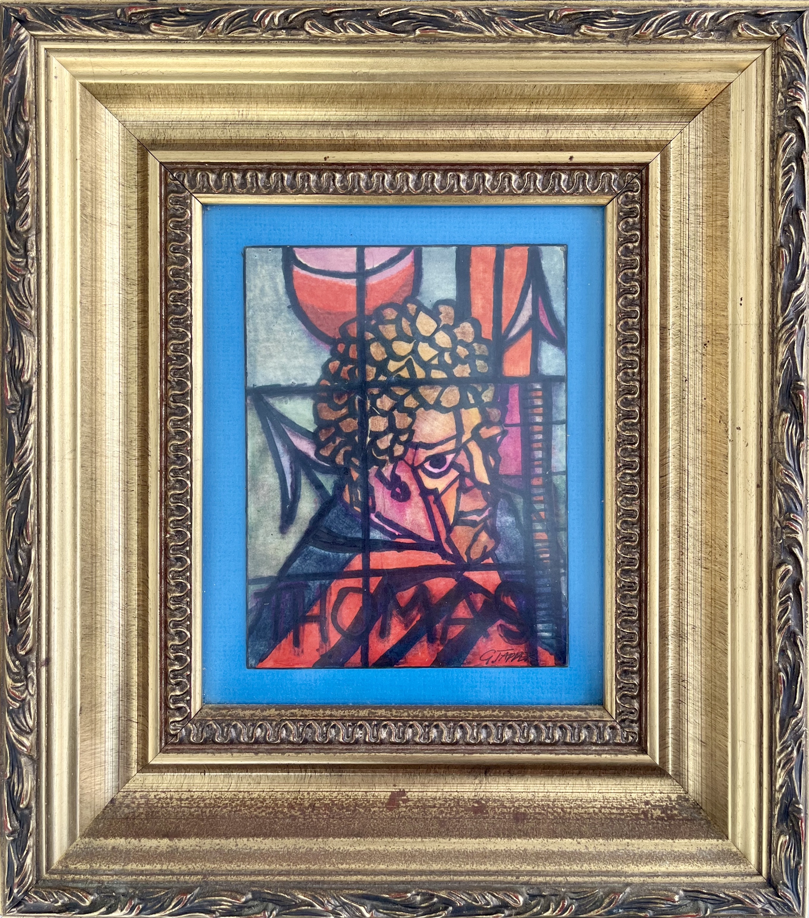 Artwork by Garth Tapper, Apostle -"Thomas"- stained glass window design, Ohaeawai, Made of STAINED GLASS WINDOW DESIGN