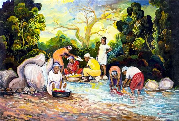 Haitian River Scene by Ambroise Domes