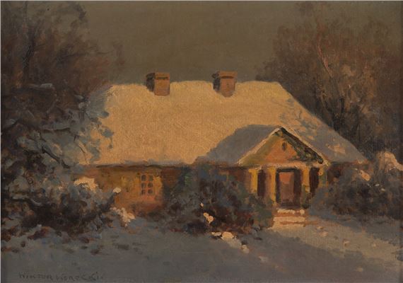 Manor in winter landscape by Wiktor Korecki