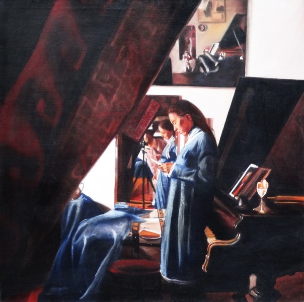 Artwork by László Dániel, Hommage a Vermeer, Made of Oil on canvas