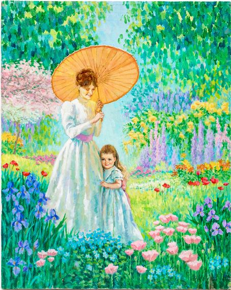 John McClelland | Mother And Daughter In A Burgeoning Garden | MutualArt