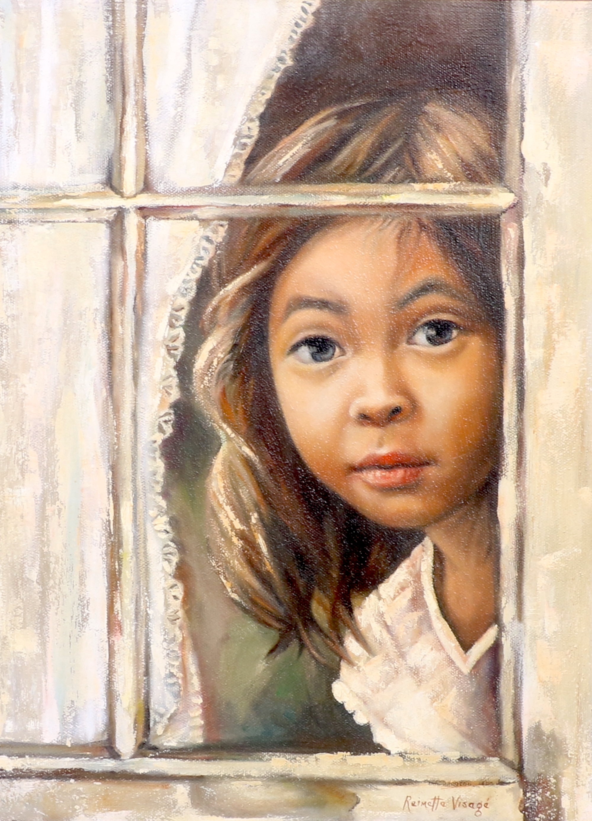 Reinette Visage | GIRLS PEARING THROUGH THE WIDOWS | MutualArt