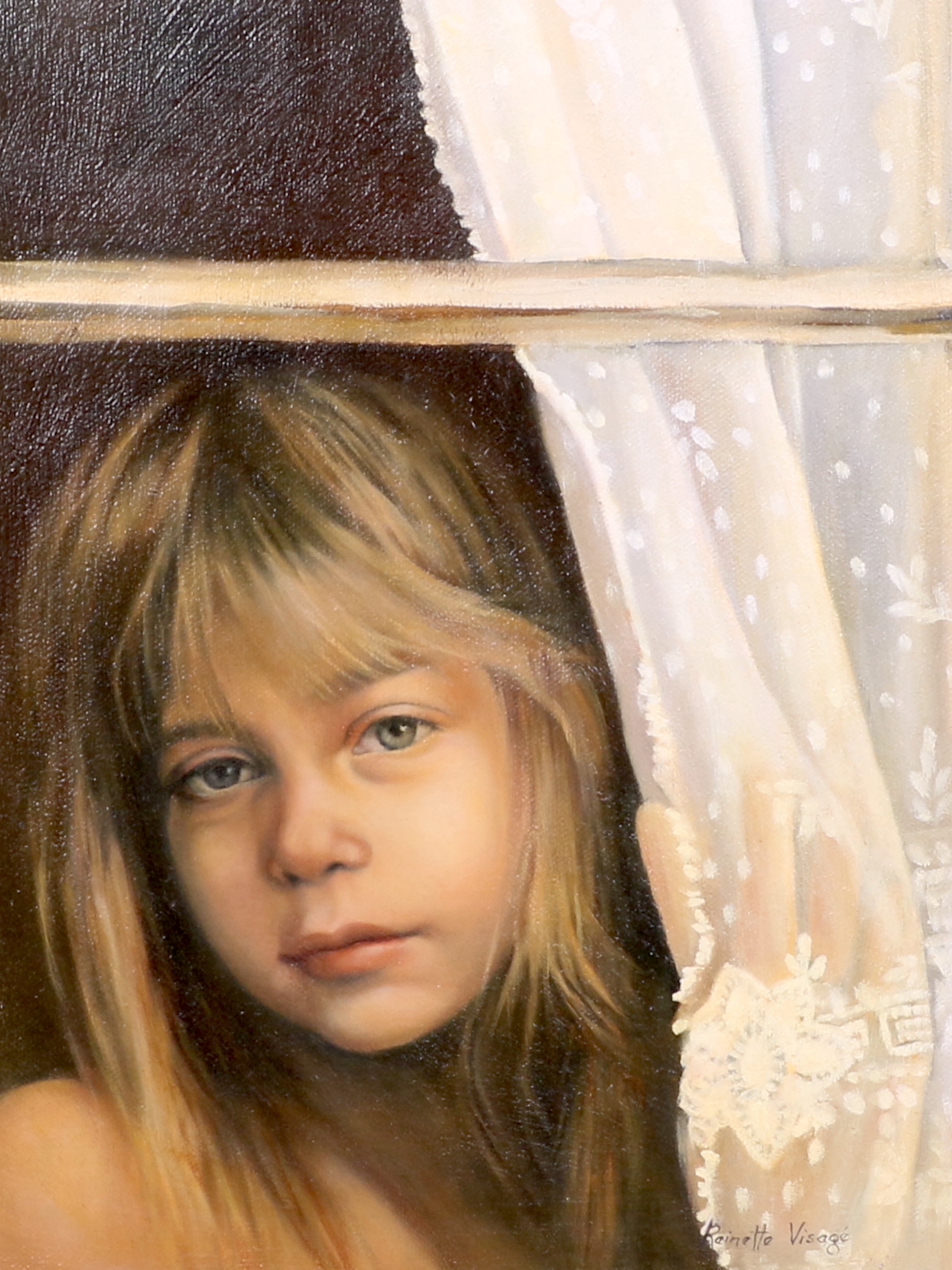 Reinette Visage | GIRLS PEARING THROUGH THE WIDOWS | MutualArt