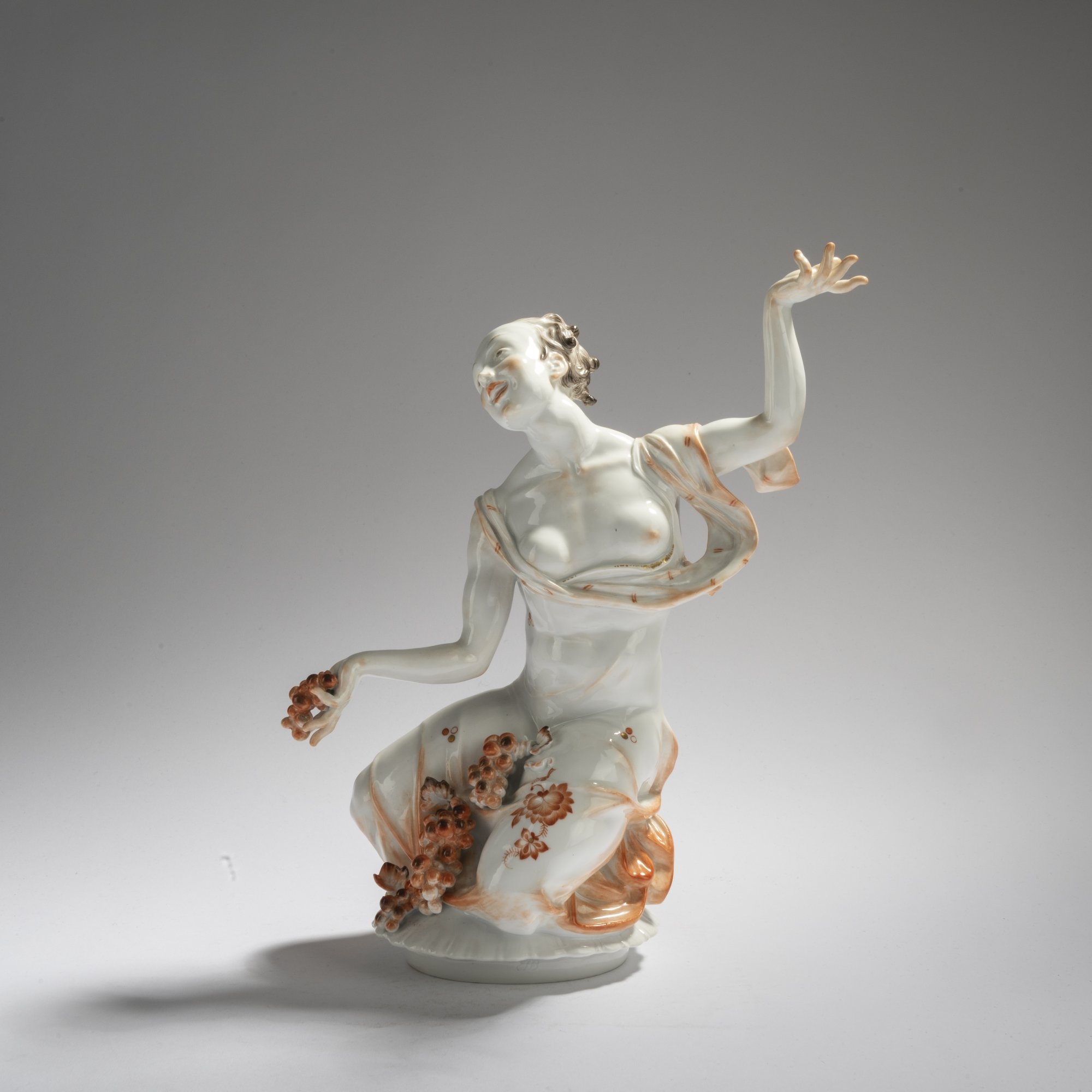 Artwork by Paul Emil Börner, 'Girl with Grapes', Made of Porcelain, white, glazed, polychrome