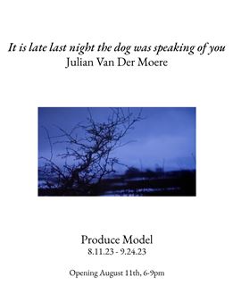 Julian Van Der Moere: It is late last night the dog was speaking of you - Produce Model