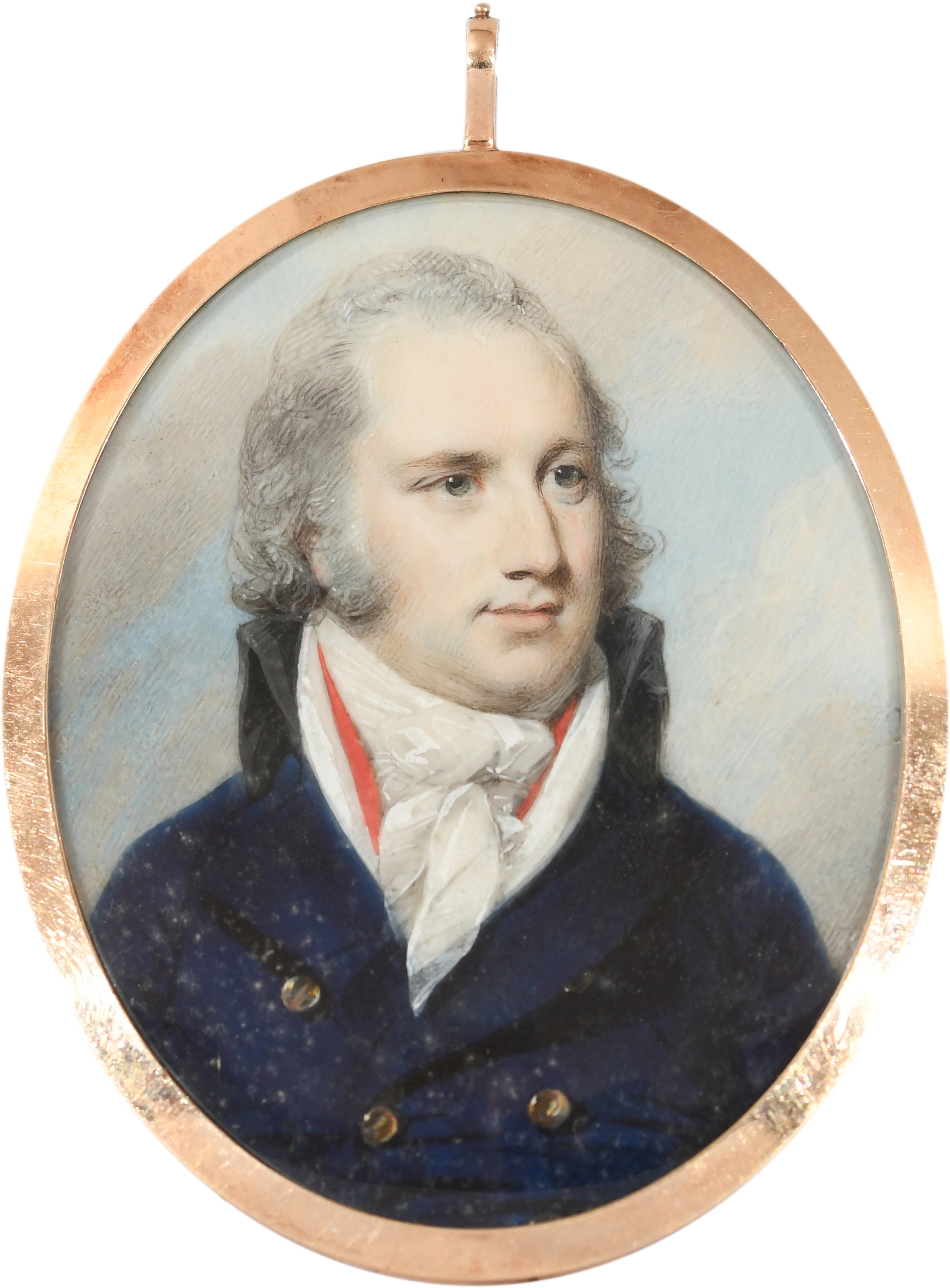 George Engleheart | Portrait miniature of a gentleman wearing a blue ...