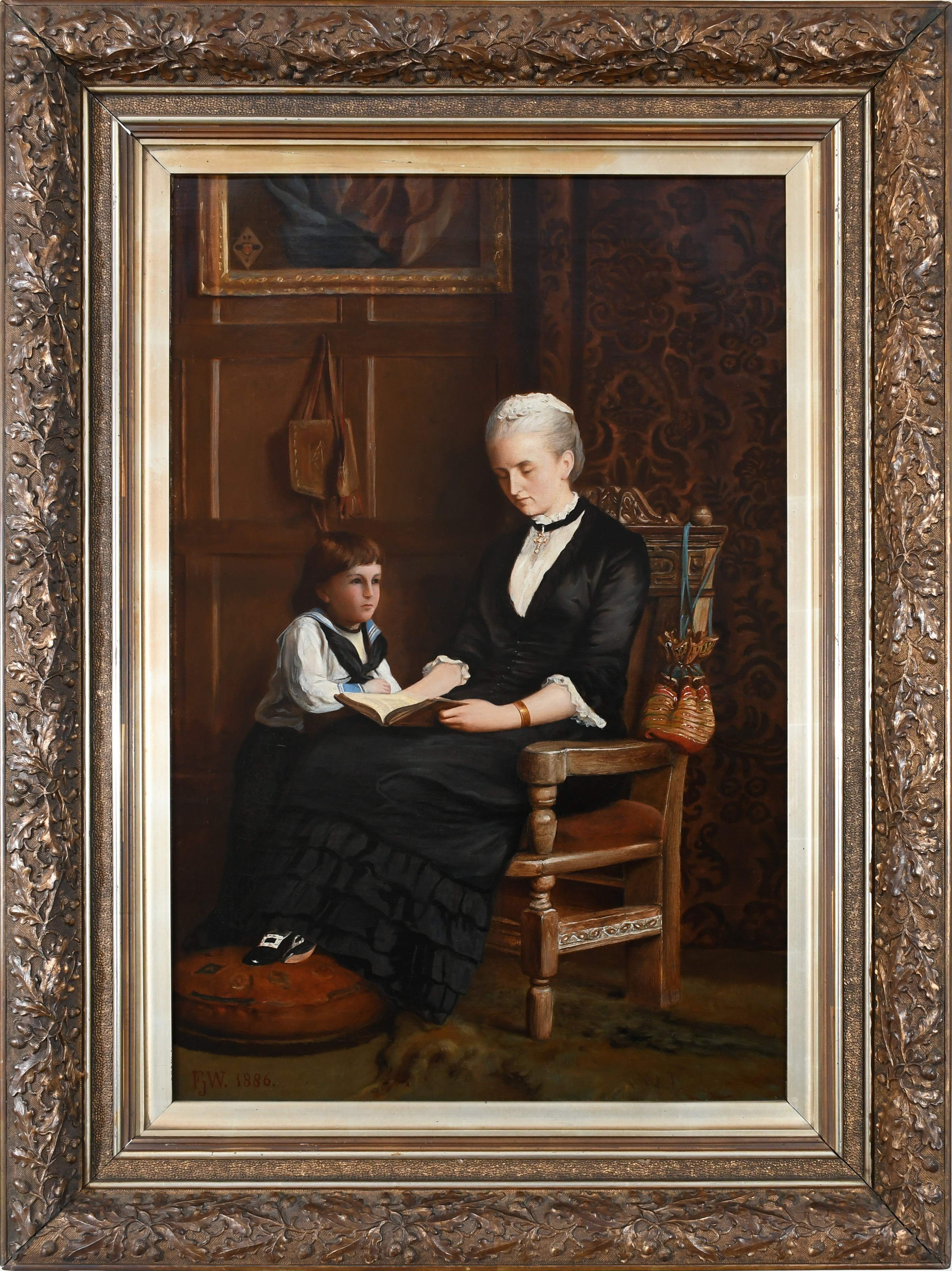 Artwork by Francis John Wyburd, Reading with granny, Made of Oil on canvas