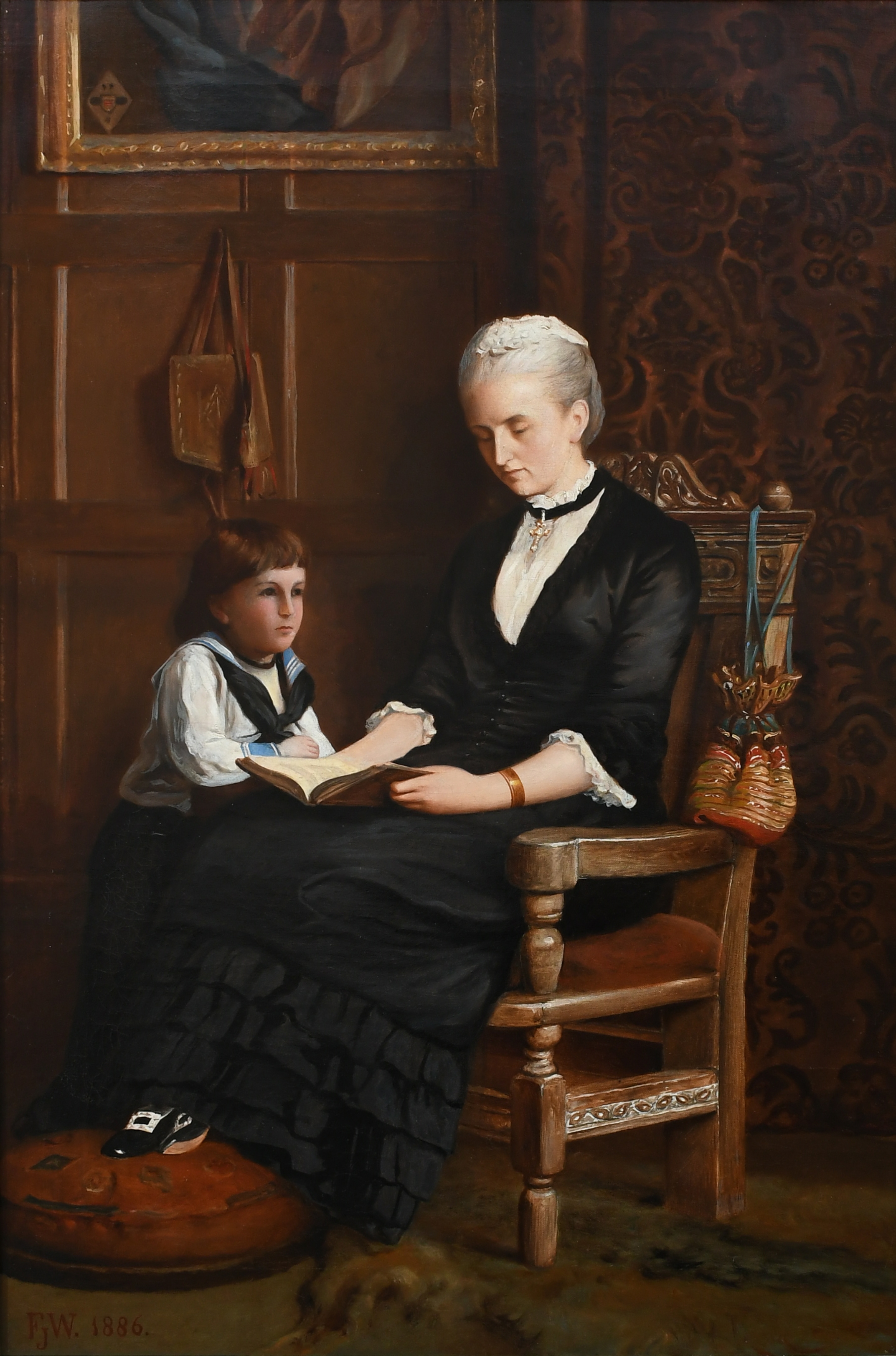 Artwork by Francis John Wyburd, Reading with granny, Made of Oil on canvas