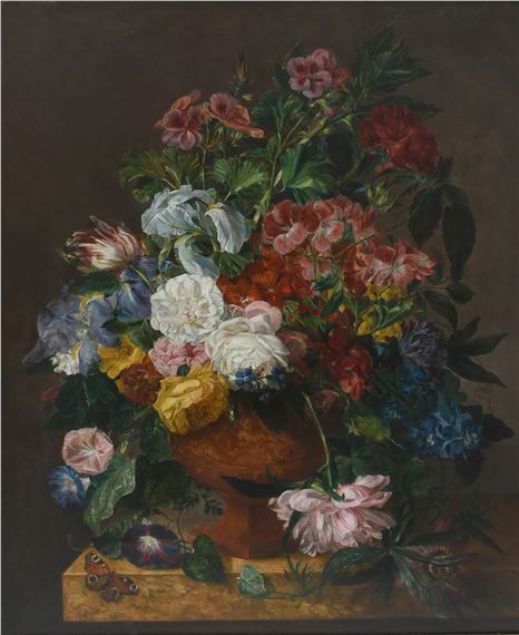 Emily Coppin Stannard | Still life with flowers in a terracotta vase on ...