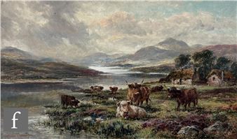 Highland cattle in a mountainous river landscape - Andrew Lennox
