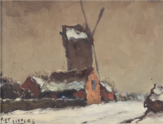 Caravans and Windmill in the snow