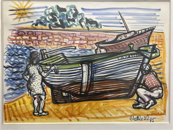 Mise en peinture du voilier by Daniel Pelletti, 1975