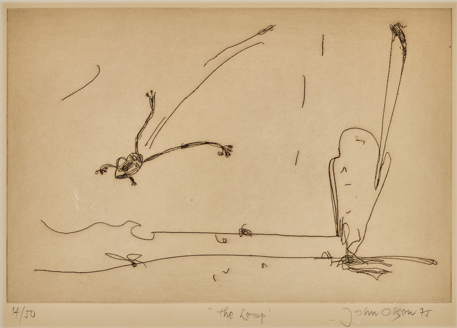 Artwork by John Olsen, The Leap, Made of etching