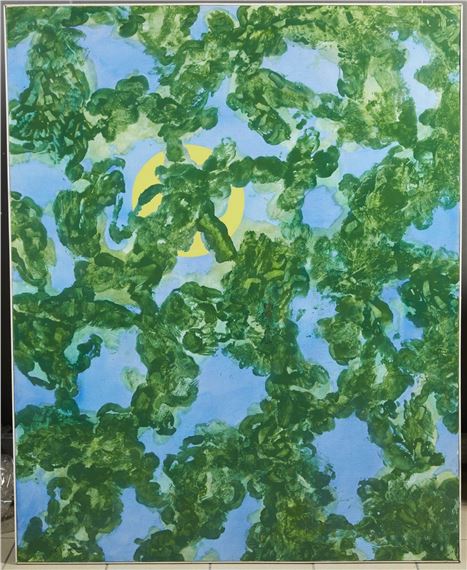 Pierre Olivier | Composition à fond bleu et vert. | MutualArt