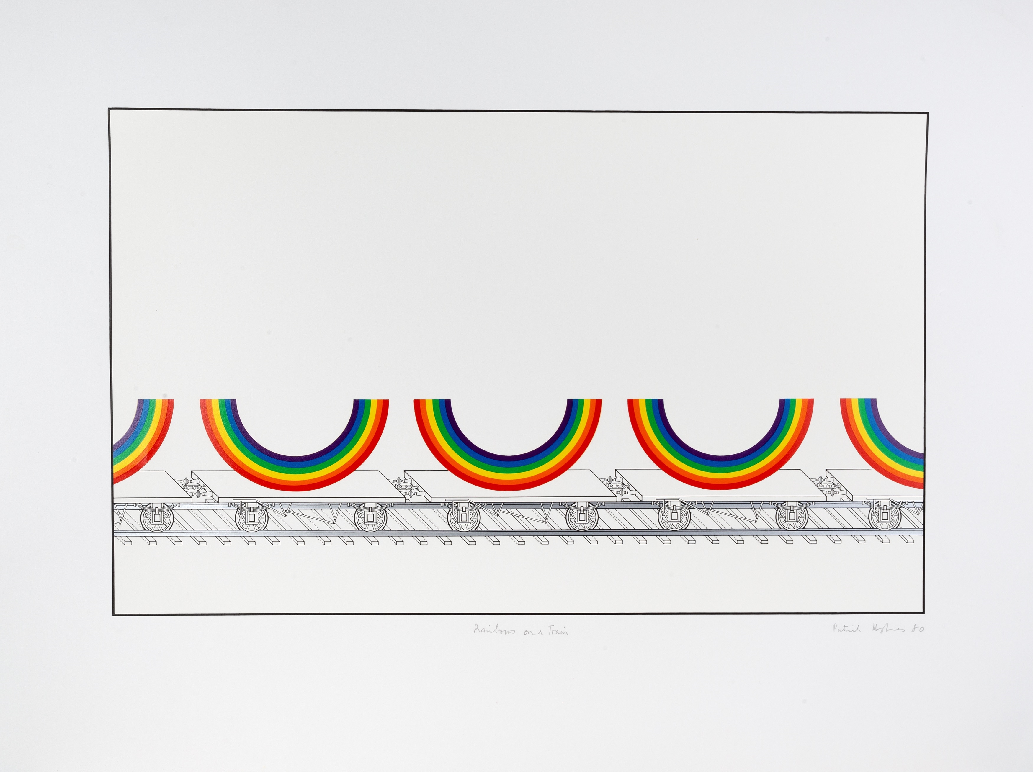 Patrick Hughes | Rainbow on a Train, 1980 (1980) | MutualArt