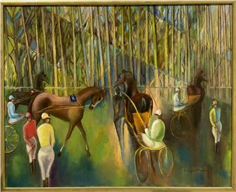 Horses Pulling Sulkies with Jockeys - Cécilia Angot d'Emerins