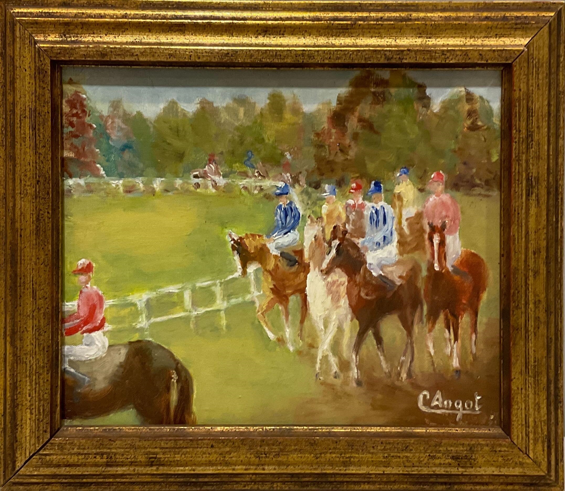 Artwork by Cécilia Angot d'Emerins, Jockeys on Horses, Made of Oil on canvas